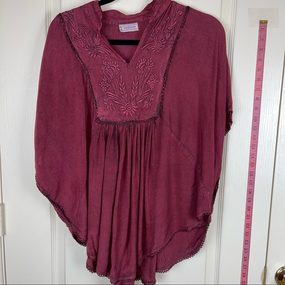 BoHo time short sleeve pirate shirt in dark red color very nice never worn - Picture 1 of 5